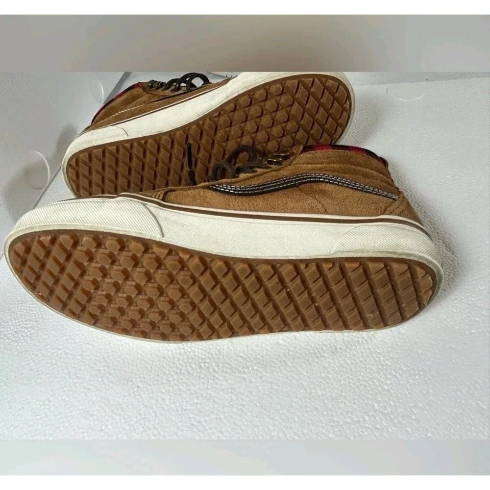 Vans Sk8-Hi MTE Brown Suede Plaid Lining Scotchgard Sneakers Men 6.5 Women 8